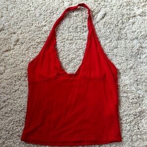 Red halter neck going out top